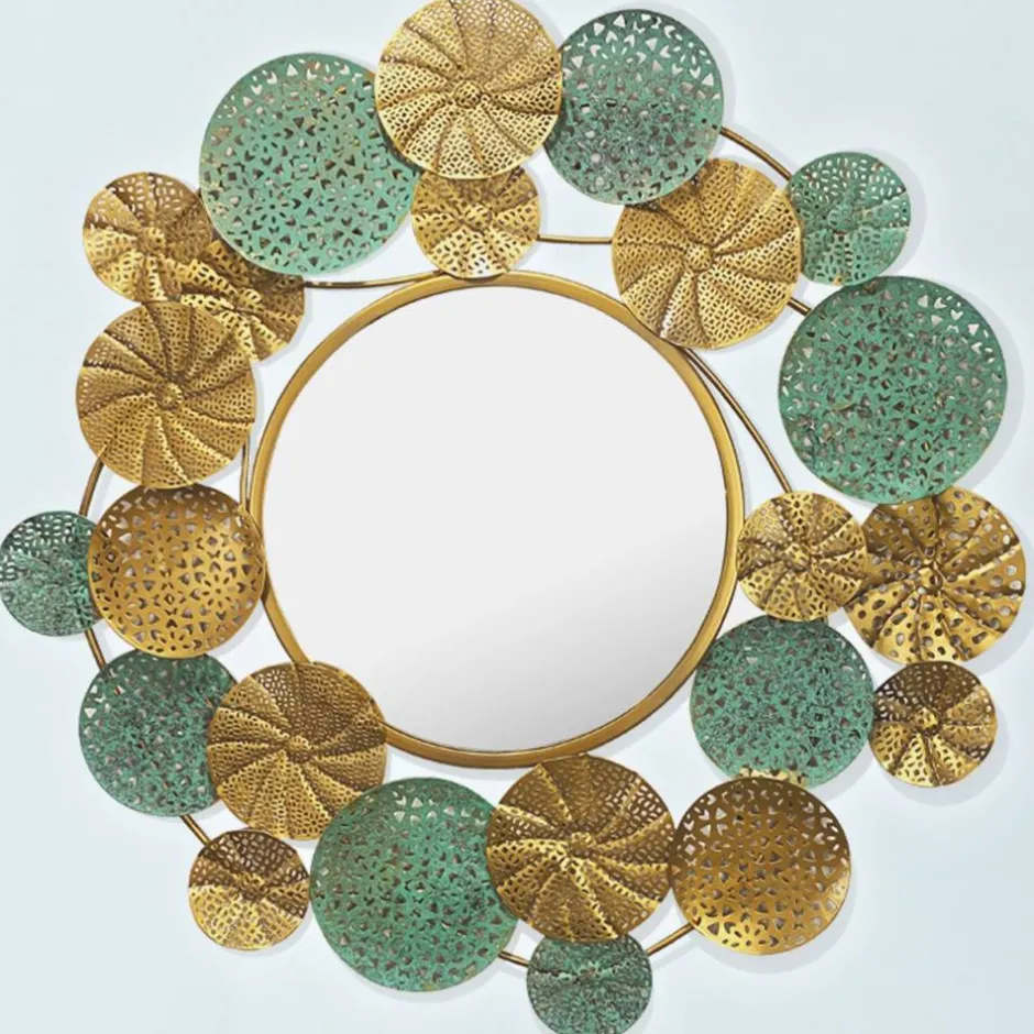 Runder Spiegel in Altgold und Grün - Biljana^Wohnen Online