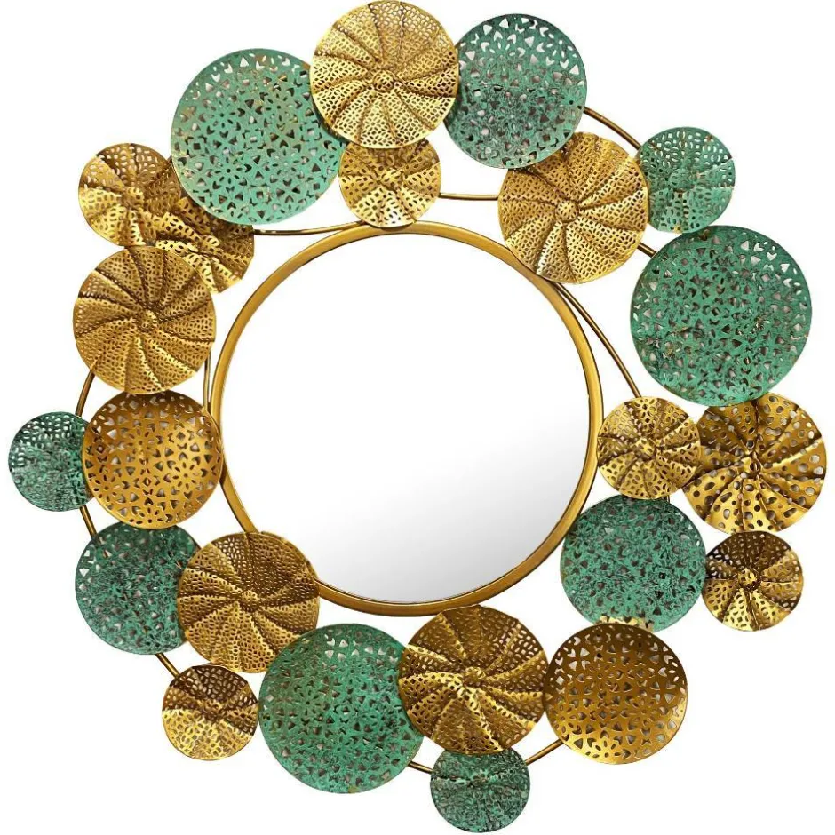 Runder Spiegel in Altgold und Grün - Biljana^Wohnen Online