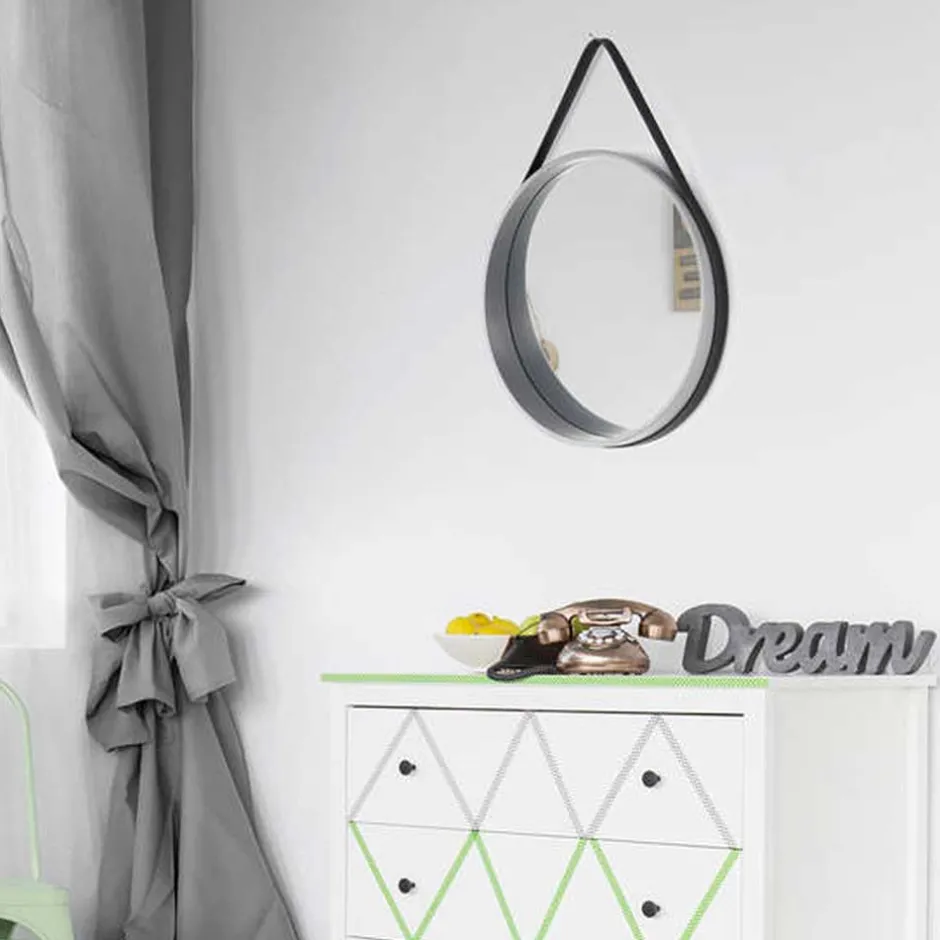 Runder Spiegel in Grau & Schwarz - Zutana^Wohnen Hot