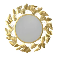 Wohnen Runder Spiegel mit Blätter Design Rahmen - Rojocaba