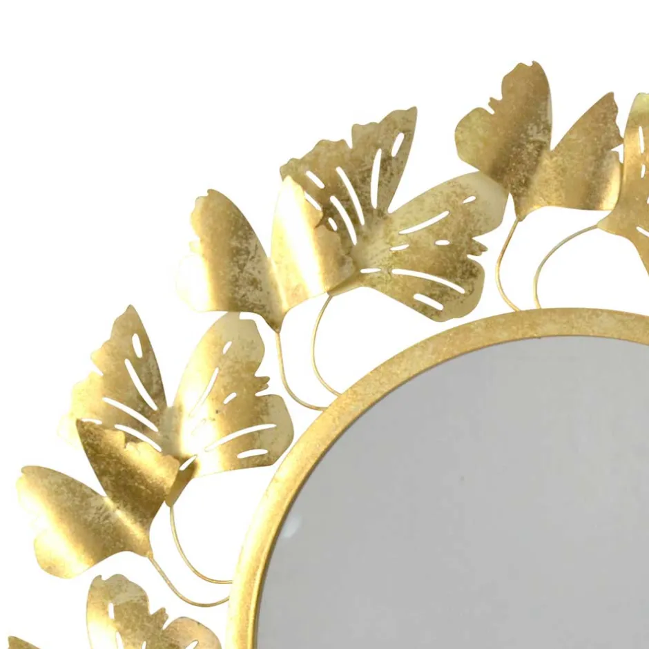 Wohnen Runder Spiegel mit Blätter Design Rahmen - Rojocaba