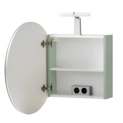 Runder Spiegel Schrank mit LED Beleuchtung - Vereny^Wohnen Clearance