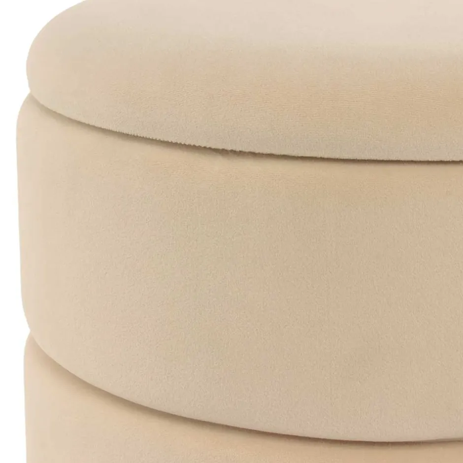 Runder Stauraum Hocker in Creme & Gold - Loeesa^Wohnen Sale