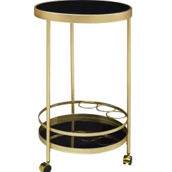 Wohnen Runder Teewagen aus Schwarzglas - Jymma