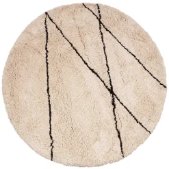 Wohnen Runder Teppich in Offwhite und Schwarz - Simi