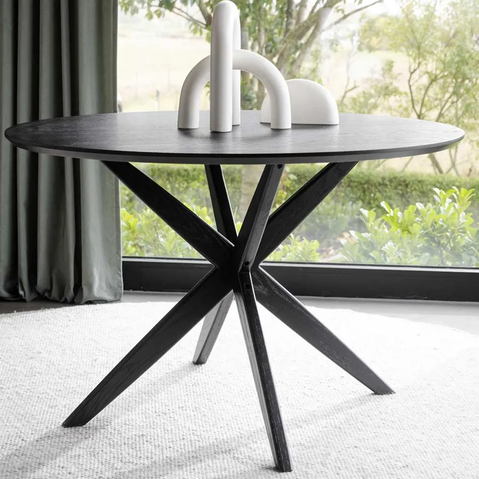 Wohnen Runder Tisch in Schwarz mit Schweizer Kante - Puerto