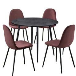 Wohnen Runder Tisch mit Schalenstühlen - Sunya (fünfteilig)