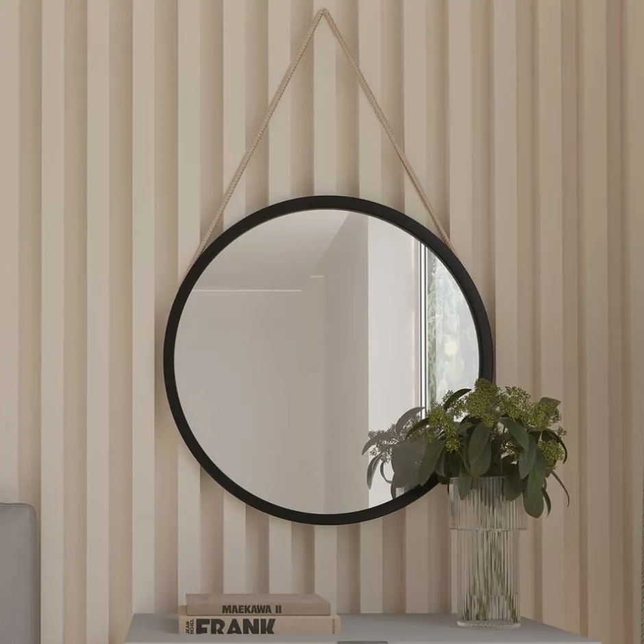 Runder Wandspiegel in Schwarz Metallrahmen - Gambrass^Wohnen Best