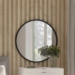 Runder Wandspiegel in Schwarz Metallrahmen - Gambrass^Wohnen Best