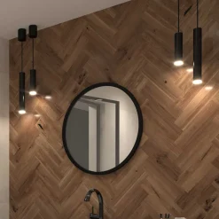 Runder Wandspiegel in Schwarz - Sacalla^Wohnen Discount