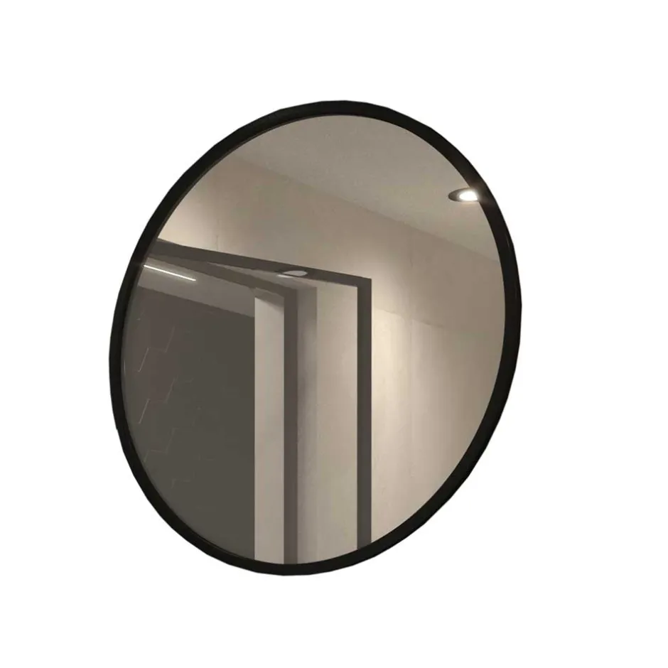 Runder Wandspiegel in Schwarz - Sacalla^Wohnen Discount