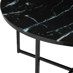 Runder Wohnzimmer Glastisch in Marmor Schwarz - Adiana^Wohnen
