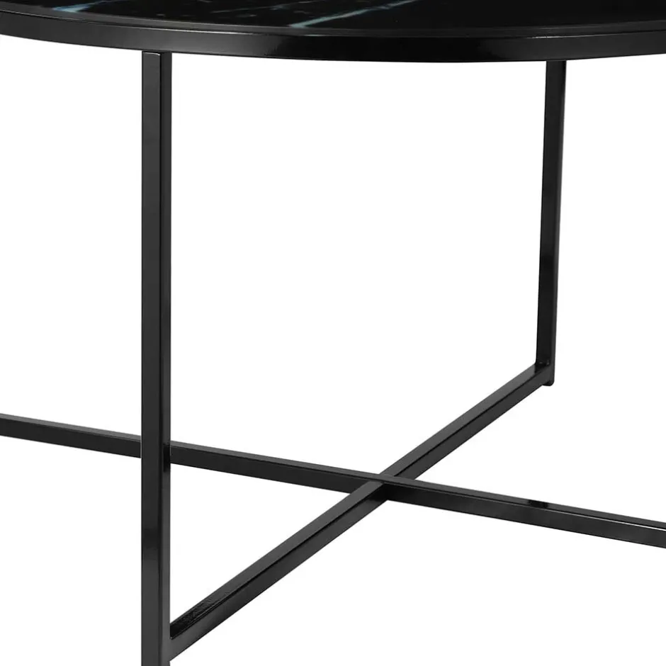 Runder Wohnzimmer Glastisch in Marmor Schwarz - Adiana^Wohnen