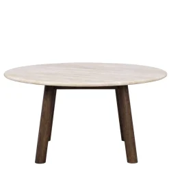 Runder Wohnzimmertisch aus Travertin Stein Beige - Cheyenne^Wohnen Hot