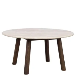 Runder Wohnzimmertisch aus Travertin Stein Beige - Cheyenne^Wohnen Hot