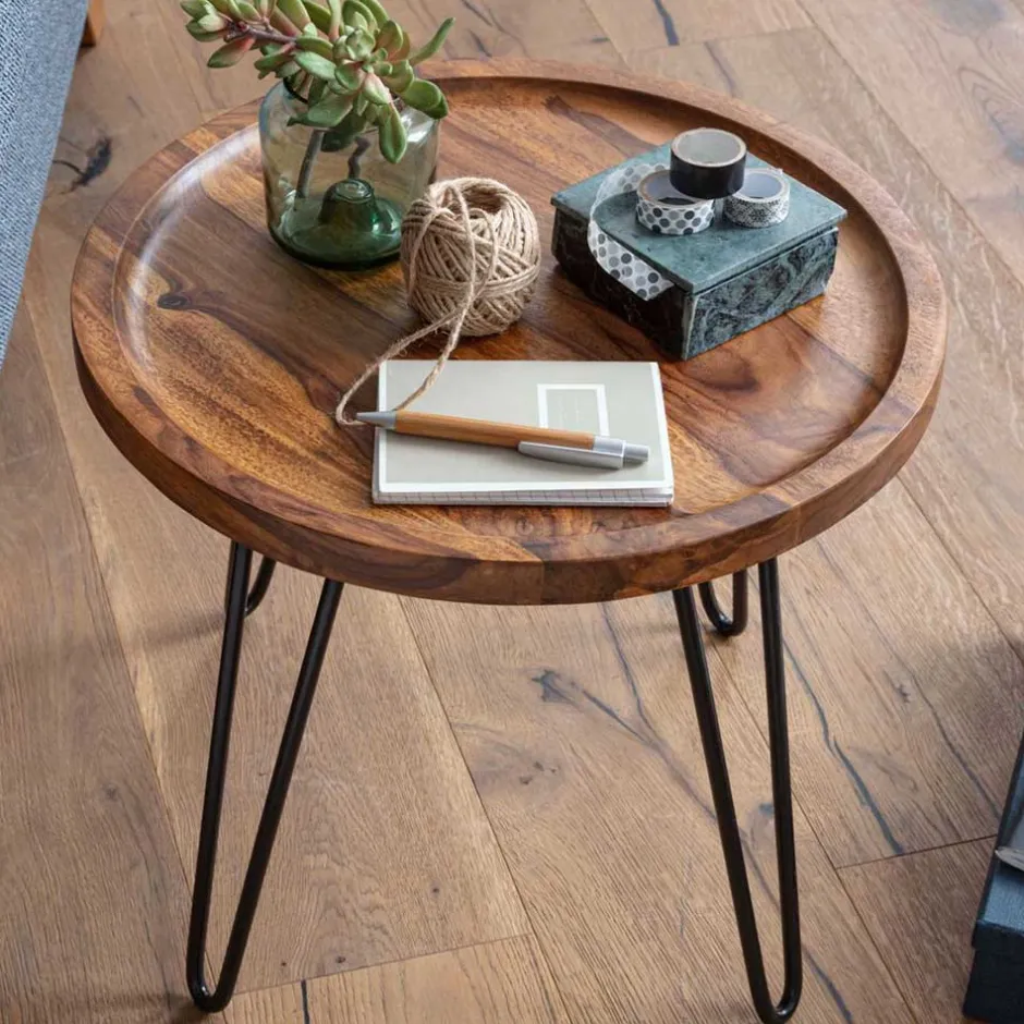Runder Wohnzimmertisch mit Haarnadel Beinen - Venjar^Wohnen