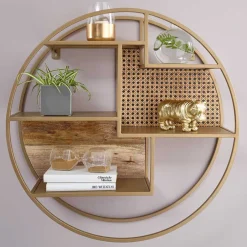 Rundes Hängeregal in Messing aus Metall - Perunia^Wohnen Clearance