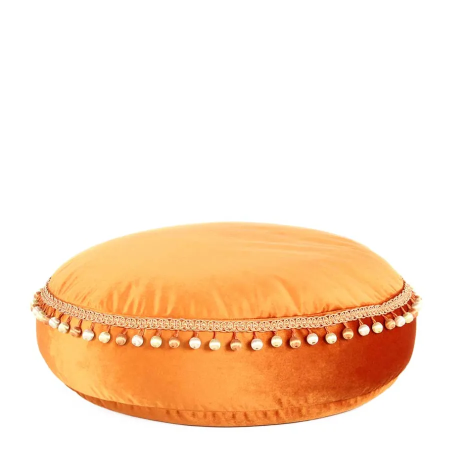 Wohnen Rundes Samt Bodenkissen in Bronze - Ashela