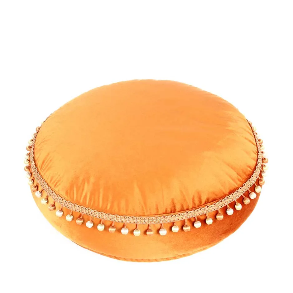 Wohnen Rundes Samt Bodenkissen in Bronze - Ashela