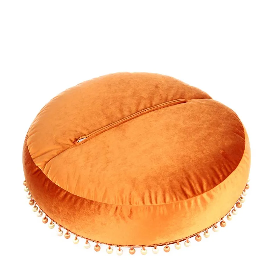 Wohnen Rundes Samt Bodenkissen in Bronze - Ashela