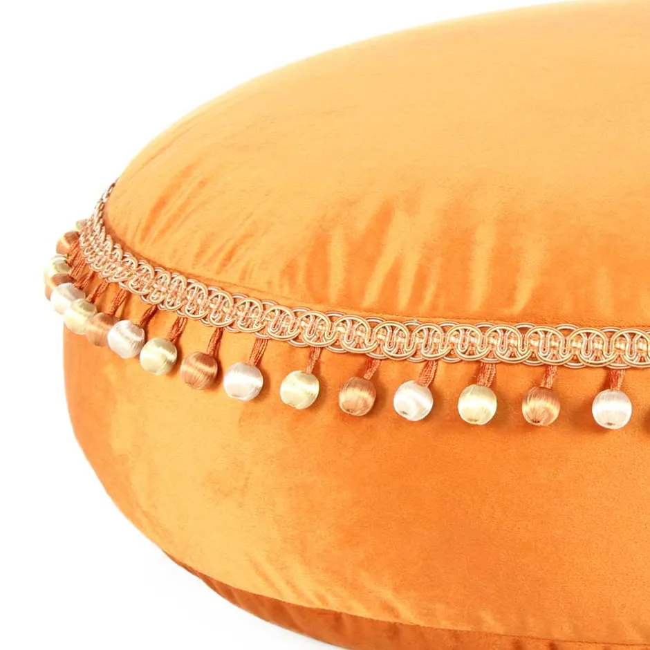 Wohnen Rundes Samt Bodenkissen in Bronze - Ashela