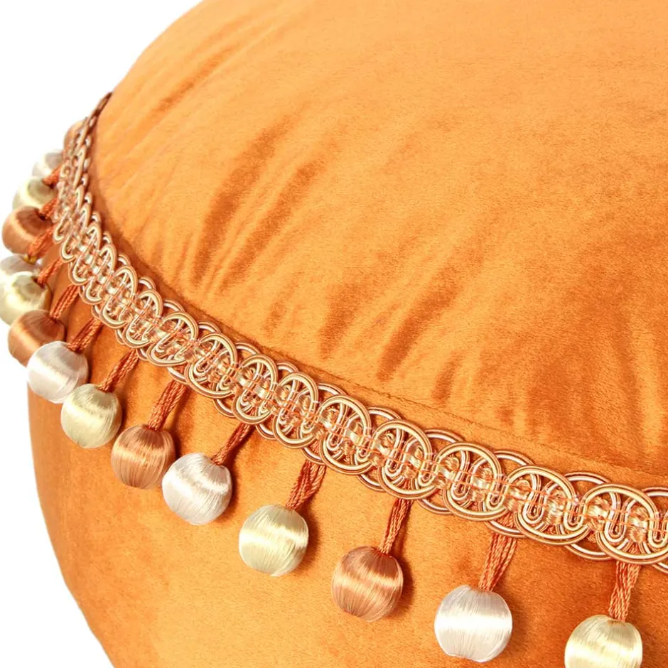 Wohnen Rundes Samt Bodenkissen in Bronze - Ashela