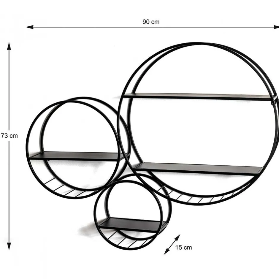 Rundes Wandregal aus schwarzem Metall - Zlotka^Wohnen Outlet