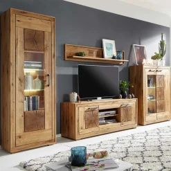 Rustikale Schrankwand Troncon aus Wildeiche (vierteilig)^Wohnen Sale