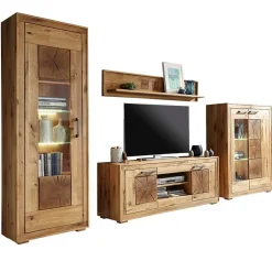 Rustikale Schrankwand Troncon aus Wildeiche (vierteilig)^Wohnen Sale