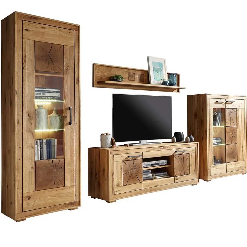 Rustikale Schrankwand Troncon aus Wildeiche (vierteilig)^Wohnen Sale