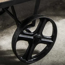 Wohnen Rustikaler Design Couchtisch mit Eisenrädern - Pistroga