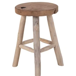 Wohnen Rustikaler Holzhocker aus Teak Massivholz - Isabelona