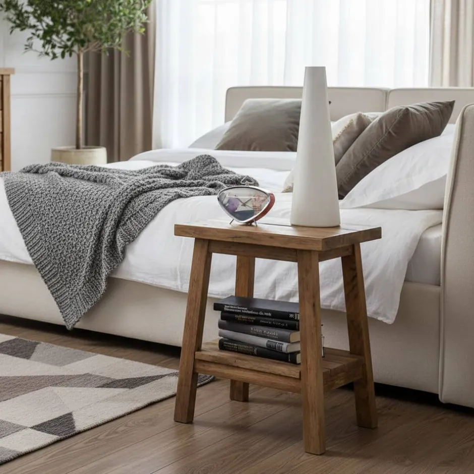 Rustikaler Nachttisch Lacuisia aus Wildeiche geölt^Wohnen Clearance