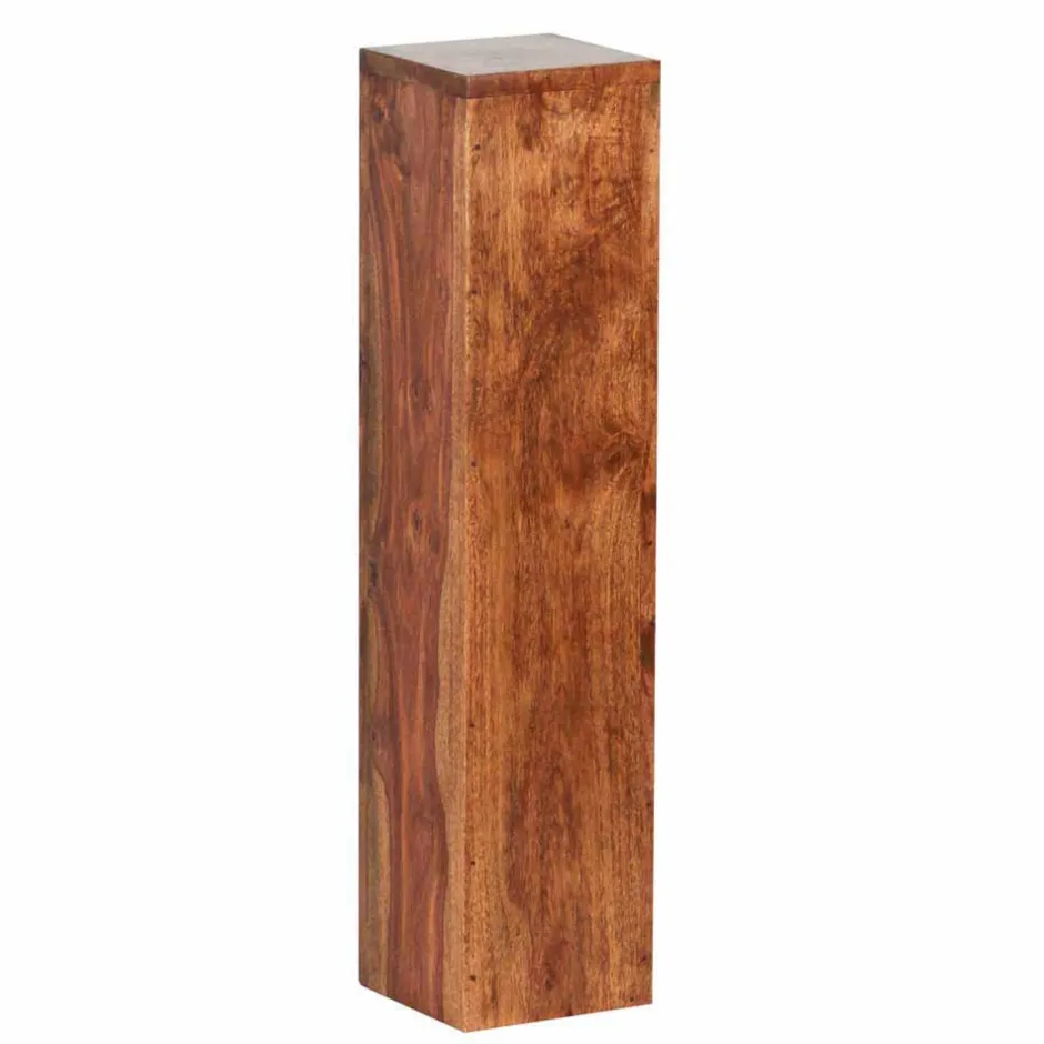 Wohnen Rustikales Holz Pflanzensäulen Set Hoslo aus Sheesham massiv (dreiteilig)