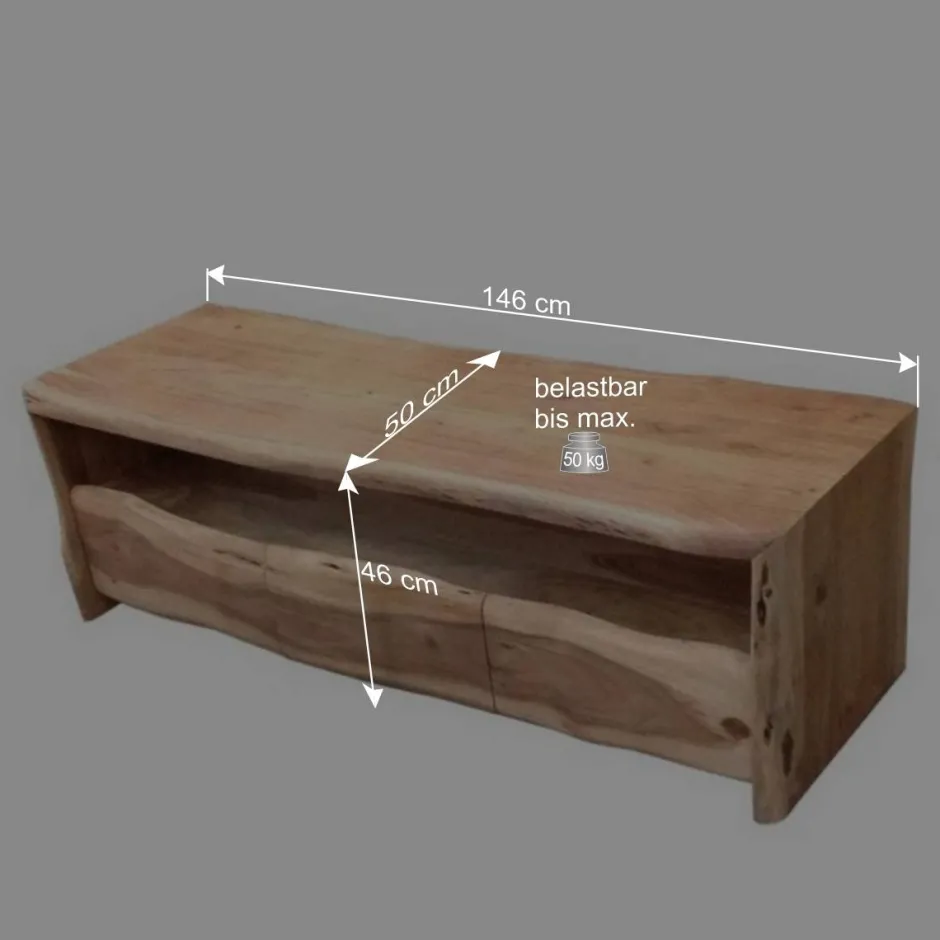 Rustikales TV Lowboard mit Baumkante - Necrus^Wohnen Sale
