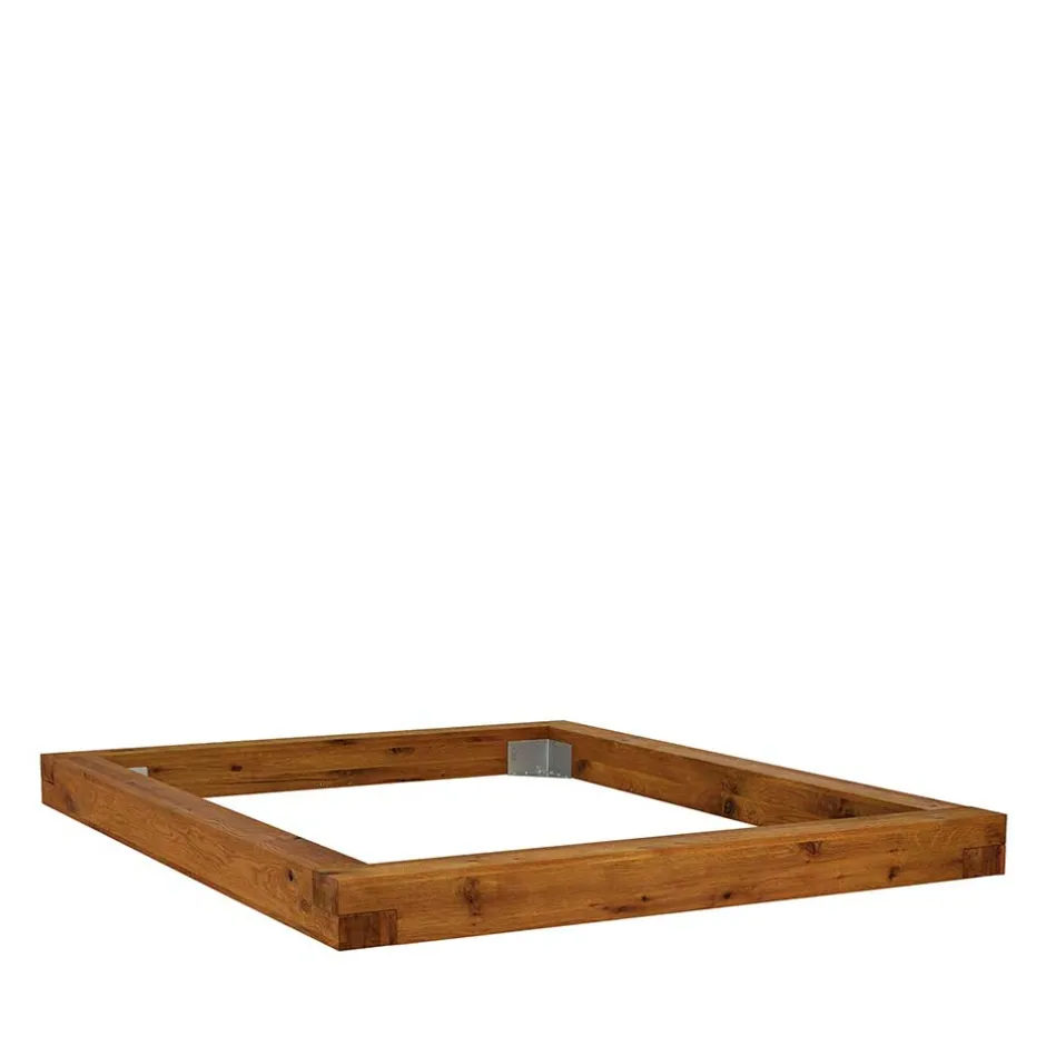 Rustikales Wildeiche Holzbett mit Metallkufen - Space^Wohnen Clearance