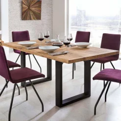 Rustikal-moderner Esstisch Grosma mit Holzplatte massiv rechteckig^Wohnen Outlet