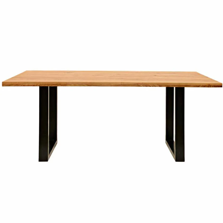 Rustikal-moderner Esstisch Grosma mit Holzplatte massiv rechteckig^Wohnen Outlet