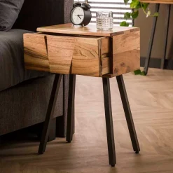 Wohnen Rustikal-moderner Nachttisch mit Schublade - Tomya