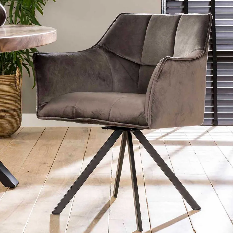 Samt Armlehnenstuhl in Anthrazit - Welinda (2er Set)^Wohnen Sale