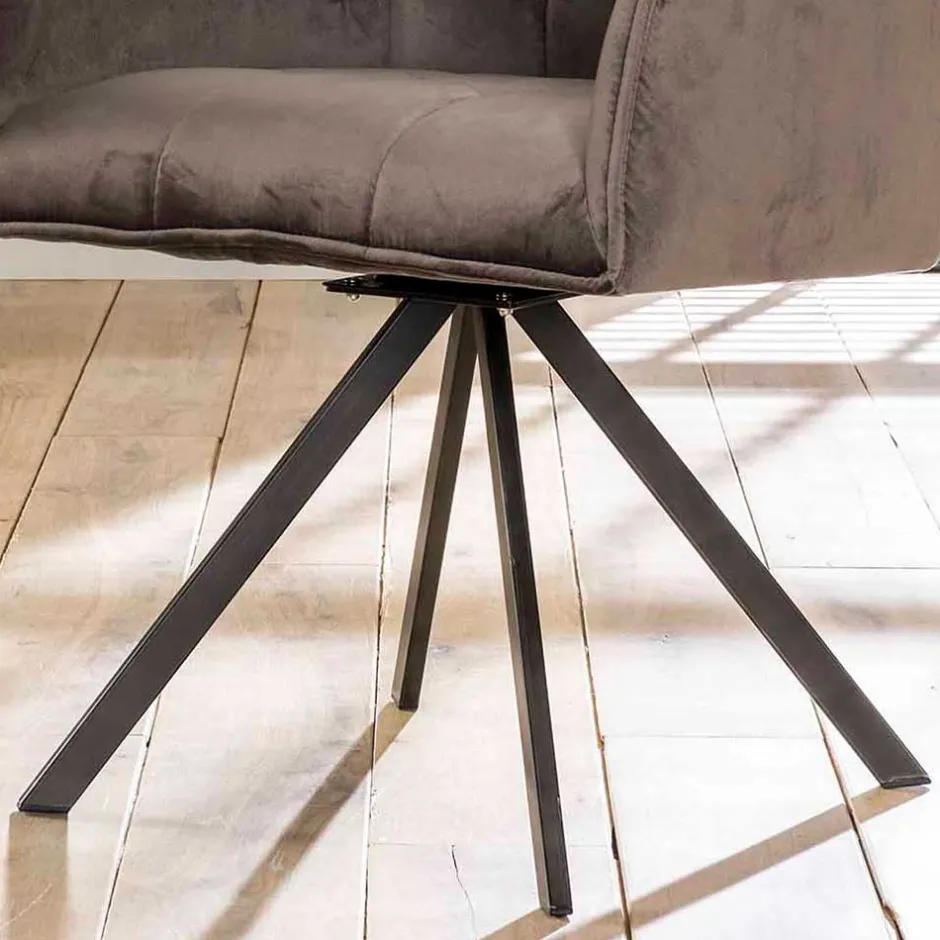 Samt Armlehnenstuhl in Anthrazit - Welinda (2er Set)^Wohnen Sale