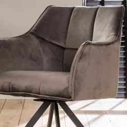 Samt Armlehnenstuhl in Anthrazit - Welinda (2er Set)^Wohnen Sale