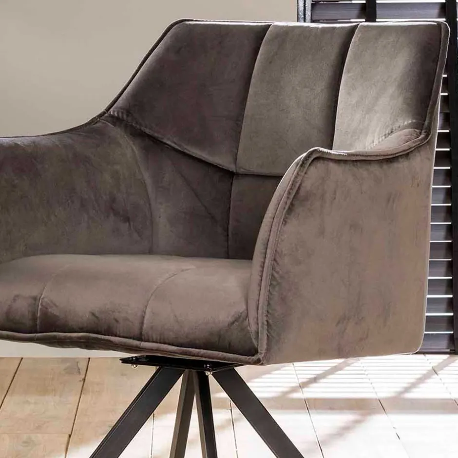 Samt Armlehnenstuhl in Anthrazit - Welinda (2er Set)^Wohnen Sale