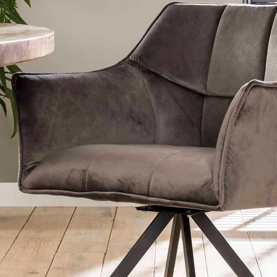 Samt Armlehnenstuhl in Anthrazit - Welinda (2er Set)^Wohnen Sale