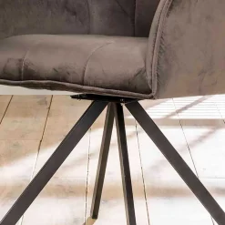 Samt Armlehnenstuhl in Anthrazit - Welinda (2er Set)^Wohnen Sale