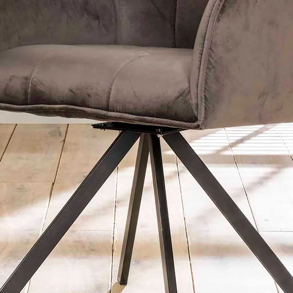 Samt Armlehnenstuhl in Anthrazit - Welinda (2er Set)^Wohnen Sale