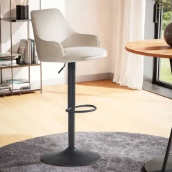 Samt Barstuhl in Beige - Heats^Wohnen Best