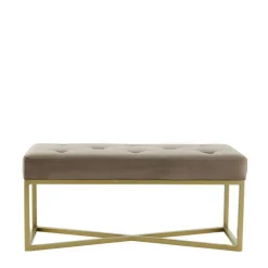 Wohnen Samt Bettbank in Taupe mit Gold - Davork