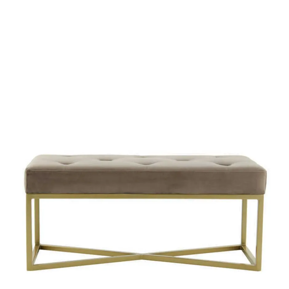 Wohnen Samt Bettbank in Taupe mit Gold - Davork