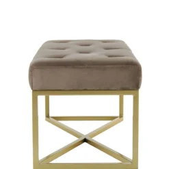 Wohnen Samt Bettbank in Taupe mit Gold - Davork